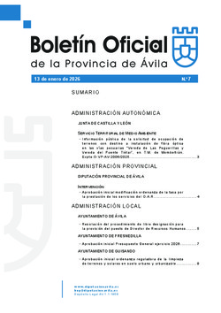Bolet&iacute;n Oficial de la Provincia del martes, 13 de enero de 2026