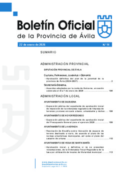 Bolet&iacute;n Oficial de la Provincia del jueves, 22 de enero de 2026