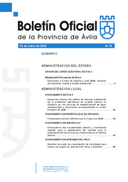 Bolet&iacute;n Oficial de la Provincia del lunes, 26 de enero de 2026