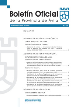 Boletín Oficial de la Provincia del martes, 29 de septiembre de 2026