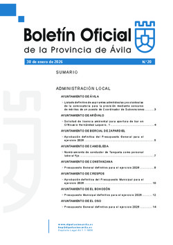 Bolet&iacute;n Oficial de la Provincia del viernes, 30 de enero de 2026