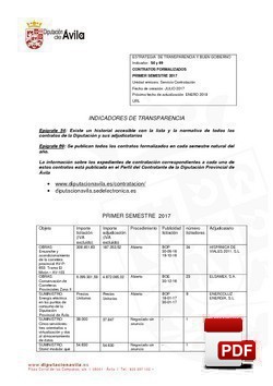 Contratos formalizados 1º semestre 2017.