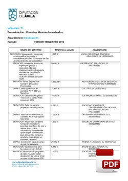 Contratos menores formalizados el 3º trimestre de 2019.