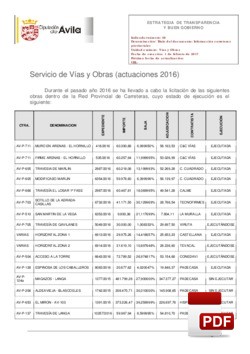 Obras dentro de la red de carreteras provinciales 2016