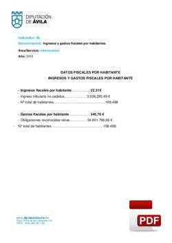 Ingresos y gastos fiscales por habitante 2018.