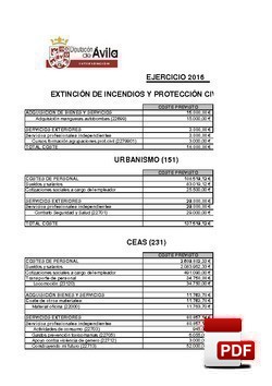 Costes/rendimientos de los servicios 2016