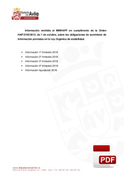 Información remitida al MINHAP durante el año 2016