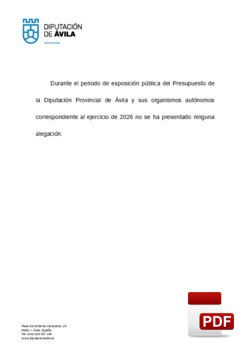 Alegaciones presentadas al Presupuesto del a&ntilde;o 2026.