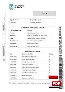 Orden del día, Pleno 3/2019 del lunes, 11 de febrero de 2019