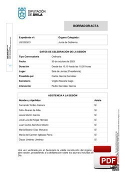 Orden del día, Pleno 21/2023 del lunes, 30 de octubre de 2023