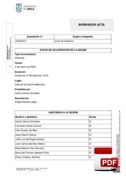 Orden del día, Pleno 5/2024 del lunes, 04 de marzo de 2024