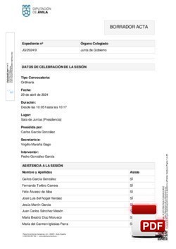 Orden del día, Pleno 9/2024 del lunes, 15 de abril de 2024