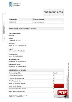 Orden del día, Pleno 10/2024 del lunes, 13 de mayo de 2024