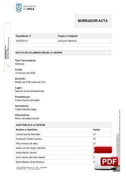 Orden del día, Pleno 12/2024 del lunes, 10 de junio de 2024