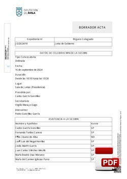 Orden del día, Pleno 18/2024 del lunes, 16 de septiembre de 2024