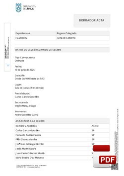 Orden del día, Pleno 12/2025 del martes, 10 de junio de 2025