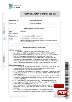 Orden del día, Pleno 16/2021 del lunes, 06 de septiembre de 2021