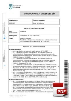 Orden del día, Pleno 3/2022 del lunes, 31 de enero de 2022