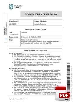 Orden del día, Pleno 2/2023 del lunes, 23 de enero de 2023