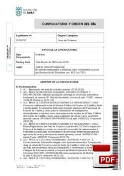 Orden del día, Pleno 3/2023 del viernes, 03 de febrero de 2023