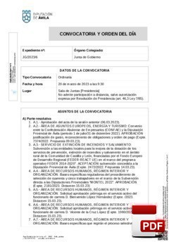 Orden del día, Pleno 6/2023 del lunes, 20 de marzo de 2023