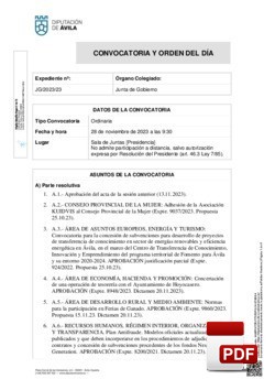 Orden del día, Pleno 23/2023 del martes, 28 de noviembre de 2023