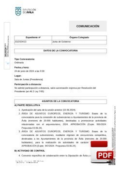 Orden del día, Pleno 13/2024 del lunes, 24 de junio de 2024