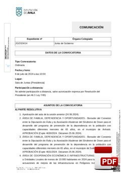 Orden del día, Pleno 14/2024 del lunes, 08 de julio de 2024