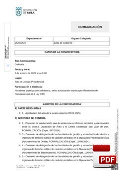 Orden del día, Pleno 3/2025 del lunes, 03 de febrero de 2025
