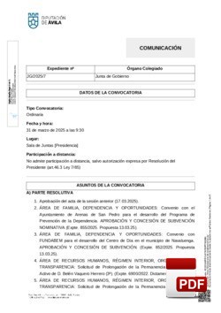 Orden del día, Pleno 7/2025 del lunes, 31 de marzo de 2025