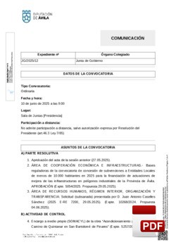 Orden del día, Pleno 12/2025 del martes, 10 de junio de 2025