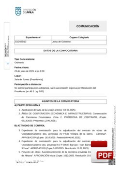 Orden del día, Pleno 13/2025 del lunes, 23 de junio de 2025