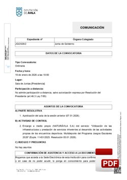 Orden del d&iacute;a, Pleno 2/2026 del lunes, 19 de enero de 2026
