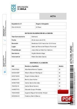 Pleno 3/2019 del lunes, 25 de marzo de 2019