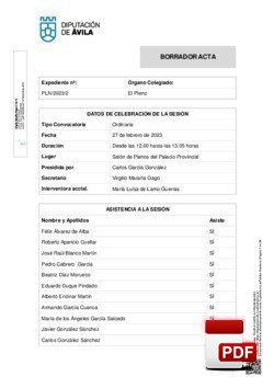 Pleno 2/2023 del lunes, 27 de febrero de 2023