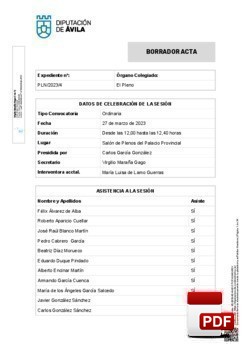 Pleno 4/2023 del lunes, 27 de marzo de 2023