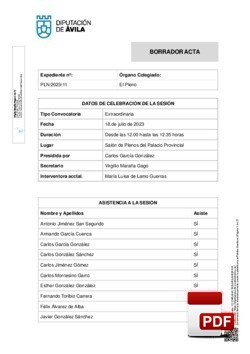 Pleno 11/2023 del martes, 18 de julio de 2023