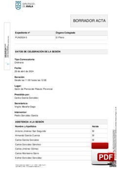 Pleno 5/2024 del lunes, 29 de abril de 2024