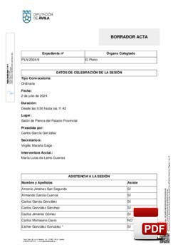 Pleno 9/2024 del martes, 02 de julio de 2024