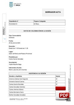 Pleno 10/2024 del lunes, 29 de julio de 2024