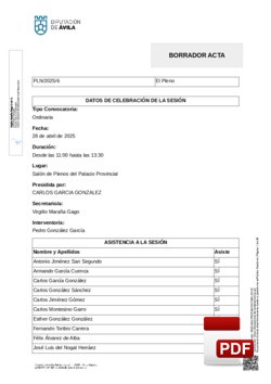Pleno 6/2025 del lunes, 28 de abril de 2025