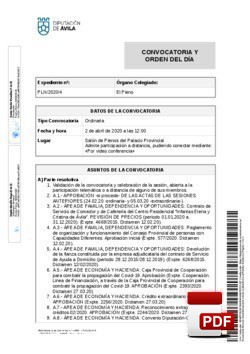 Orden del día, Pleno 04/2020 del jueves, 02 de abril de 2020