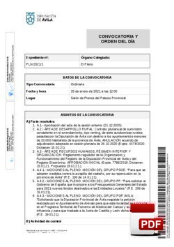 Orden del día, Pleno 01/2021 del lunes, 25 de enero de 2021