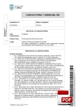 Orden del día, Pleno 01/2023 del lunes, 30 de enero de 2023