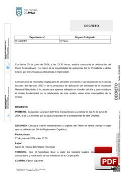 Orden del día, Pleno 08/2024 del jueves, 27 de junio de 2024