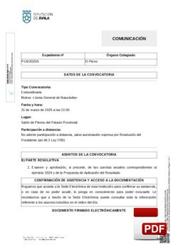 Orden del día, Pleno 05/2025 del lunes, 31 de marzo de 2025