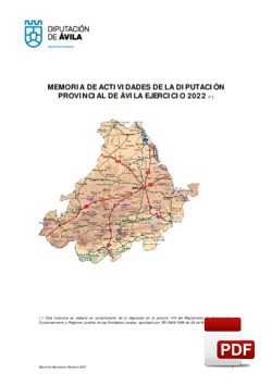 Memoria de Actividades de la Diputación Provincial de Ávila - Ejercicio 2022