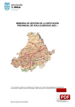 Memoria de Actividades de la Diputación Provincial de Ávila - Ejercicio 2023