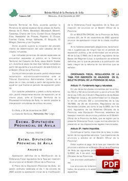 Ordenanza reguladora de la tasa por insersión de anuncios en el Boletín Oficial de la Provincia.