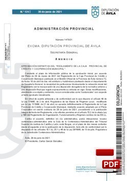 Reglamento de la Caja Provincial de Crédito y Cooperación Municipal.